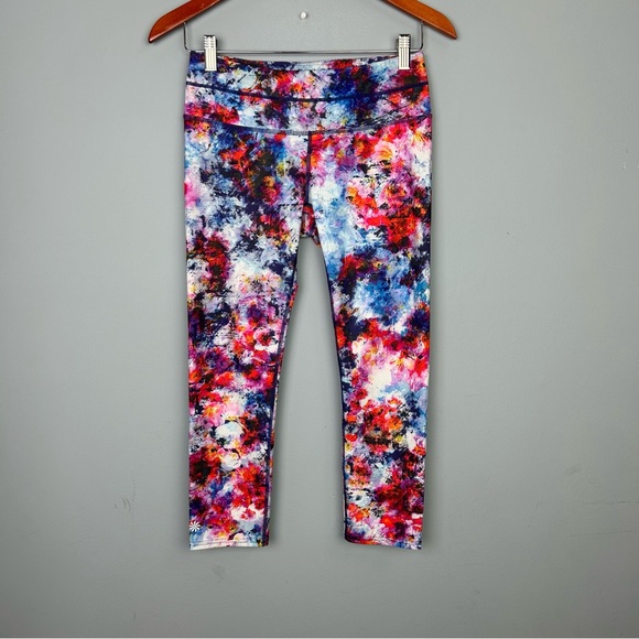 Athleta Hypersonic Sonar Capri Legging Sz S Ember Tie Dye Colorful Activewear - Picture 2 of 10